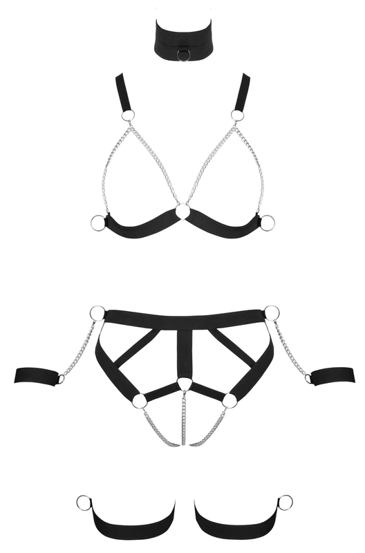 Bad Kitty Harness Set Black/Silver XL