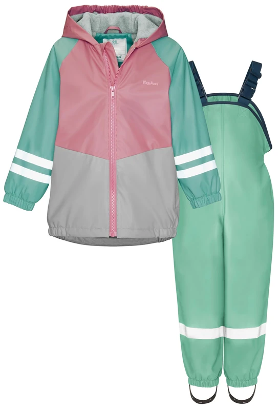 Playshoes Unisex Kid's Regen-Set Rain, Pink-Green, 140 cm (Pack of 2)