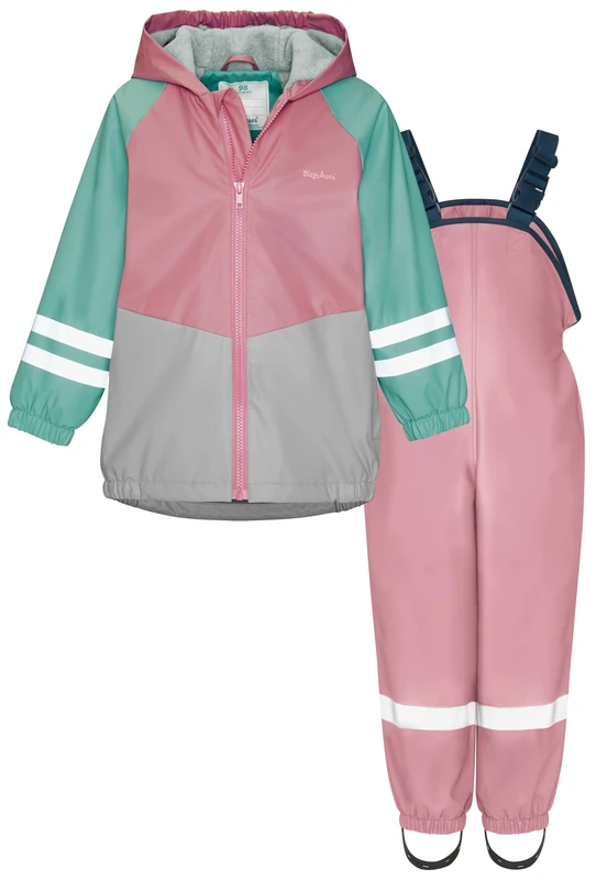 Playshoes Two-piece rain suit, fleece lining, lined mud suit, Pink-Pink, 140