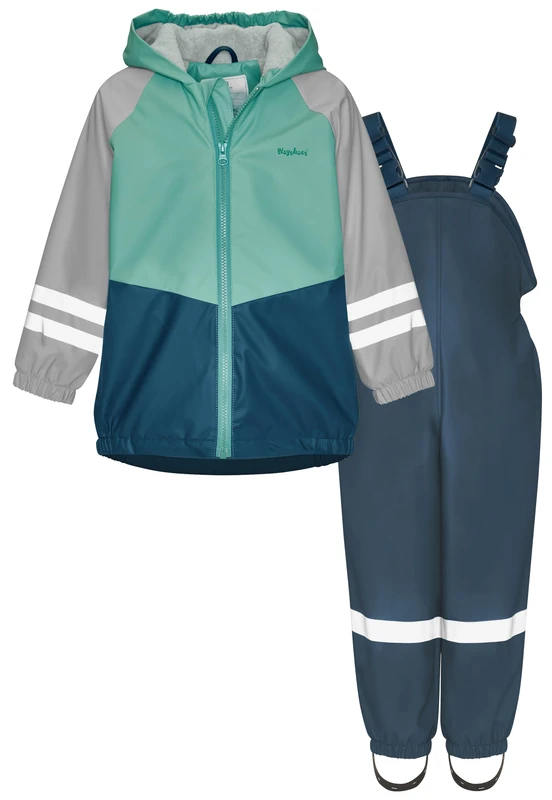 Playshoes Regen-Set of 2 Unisex Children's Rain Set, Navy Colour Block, 104, Navy Color Block, 104 cm