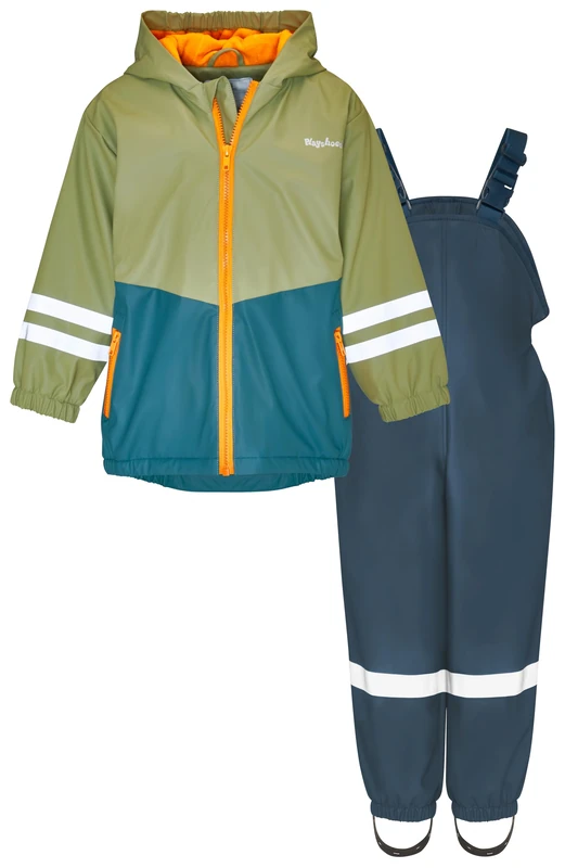 Playshoes Unisex Kid's Regen-Set rain kit, Green-Navy, 140 (Pack of 2)