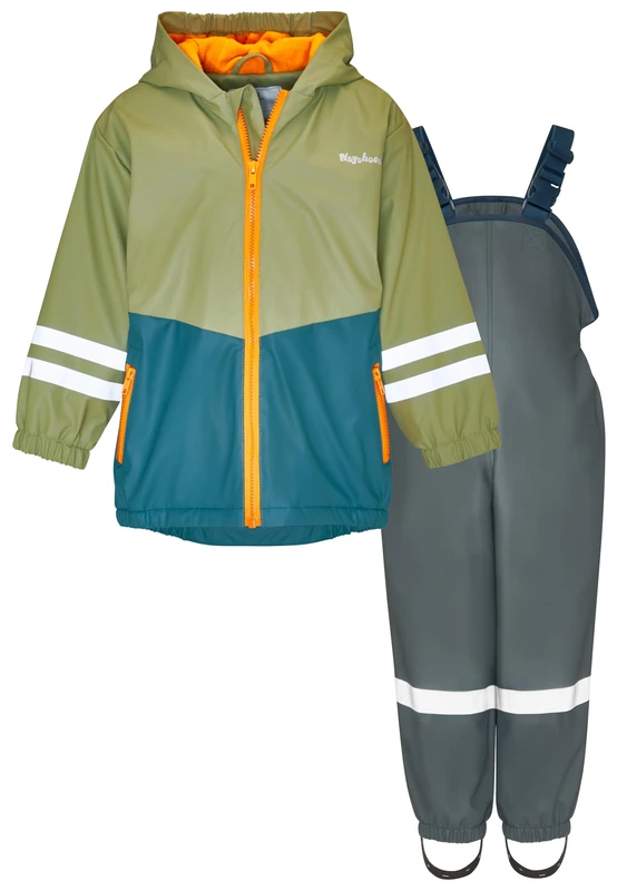 Playshoes Unisex Kid's Regen-Set rain kit, Green-Grey, 116 (Pack of 2)