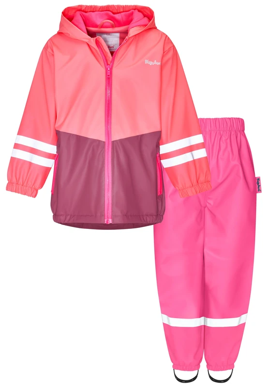 Playshoes Unisex Kid's Regen-Set rain kit, Berry Pink Fleece, 104 (Pack of 2)