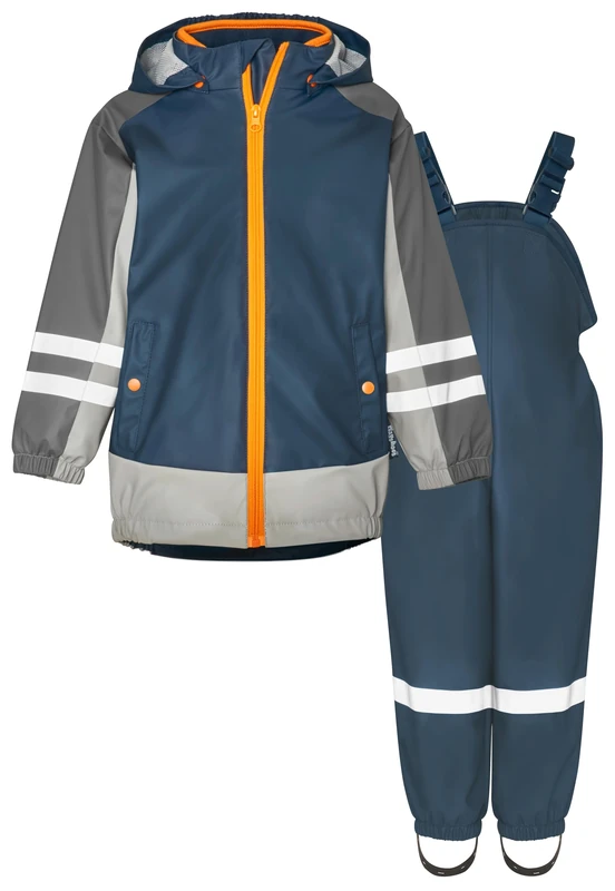 Playshoes Unisex Children's Rain Suit Lined Rain Set (Pack of 2), 3-in-1 marine fleece, 140