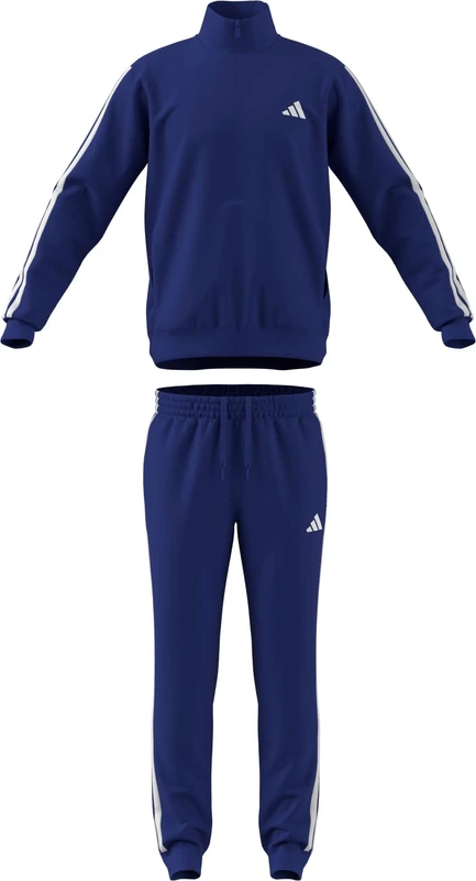 adidas Men's SPORTSWEAR BASIC 3 STRIPES TRICOT TRACKSUIT, semi lucid blue/white, M Tall