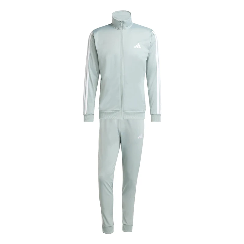 adidas Men's SPORTSWEAR BASIC 3 STRIPES TRICOT TRACKSUIT, Wonder Sage, L