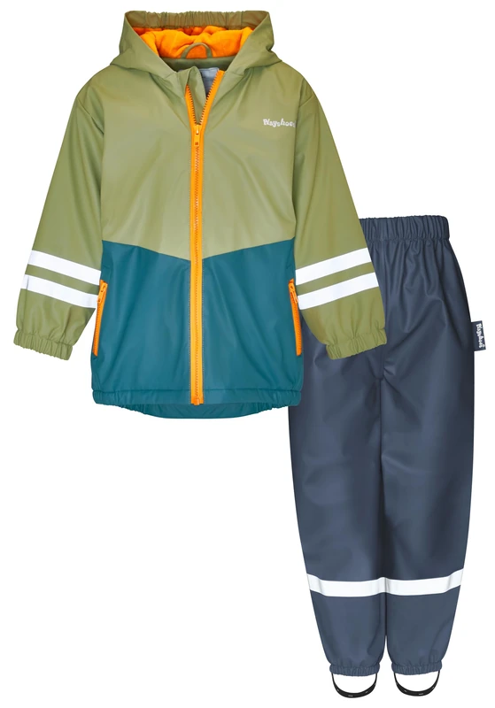 Playshoes Unisex Kid's Regen-Set Rain, Olive Blue Belt, 104 cm (Pack of 2)