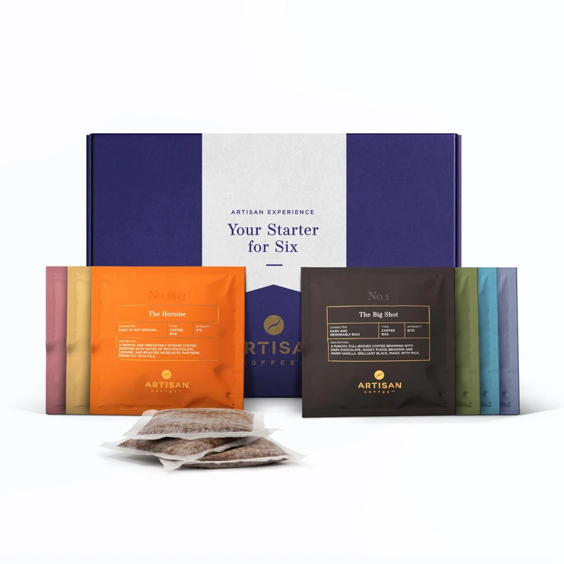 Artisan Coffee Co. Starter for Six Coffee Bag Taster Collection, Gift for Coffee Lovers, 2 x Coffee Bags of Each of Our Flavourful Characters, 100% Arabica Coffee