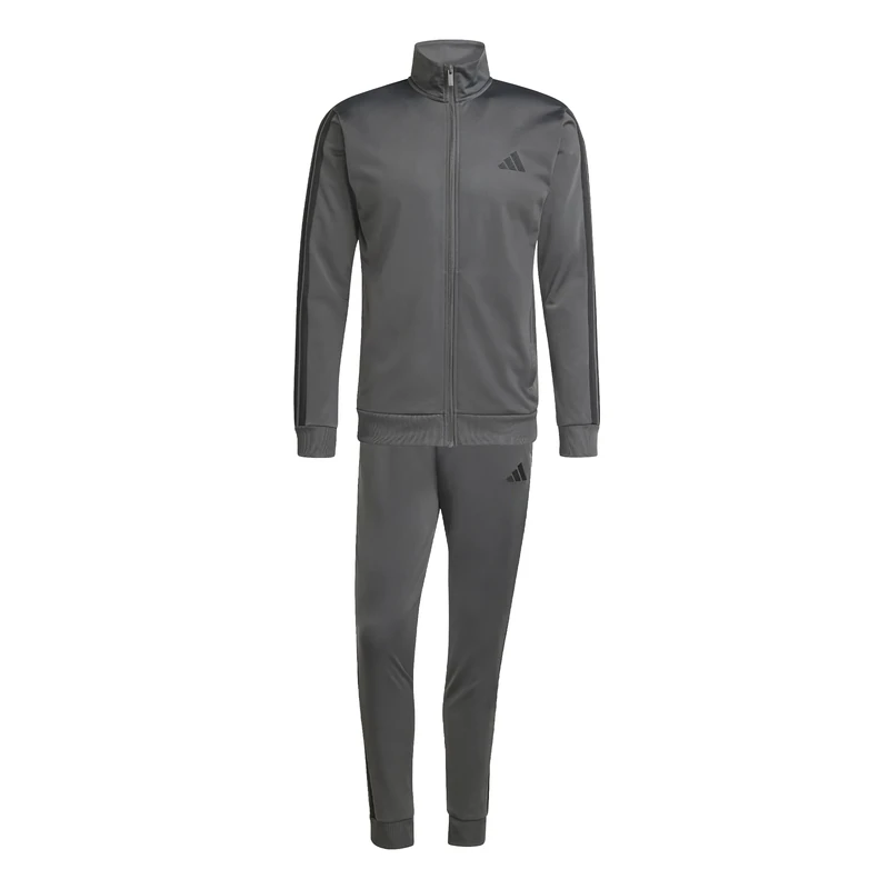 adidas Men's SPORTSWEAR BASIC 3 STRIPES TRICOT TRACKSUIT, grey six, 4XL Tall