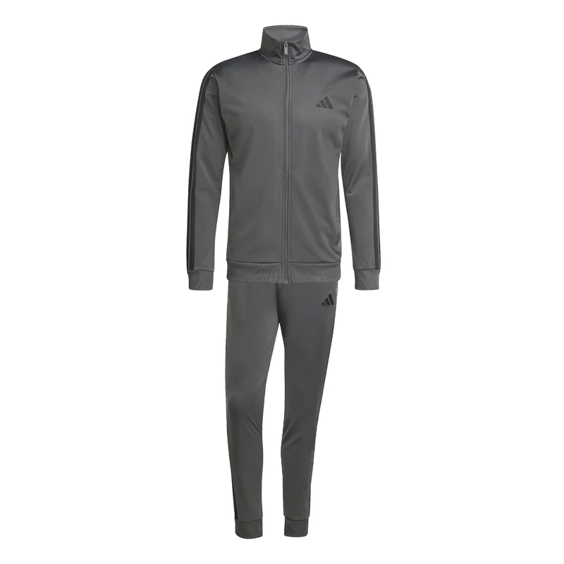 adidas Men's SPORTSWEAR BASIC 3 STRIPES TRICOT TRACKSUIT, grey six, M