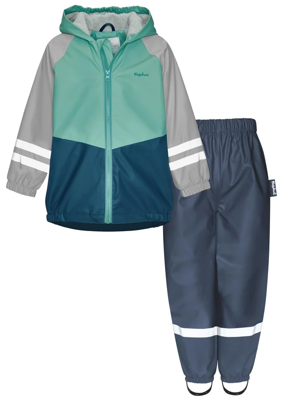 Playshoes Unisex Kid's Regen-Set rain kit, Green Fleece Waistband, 140 (Pack of 2)