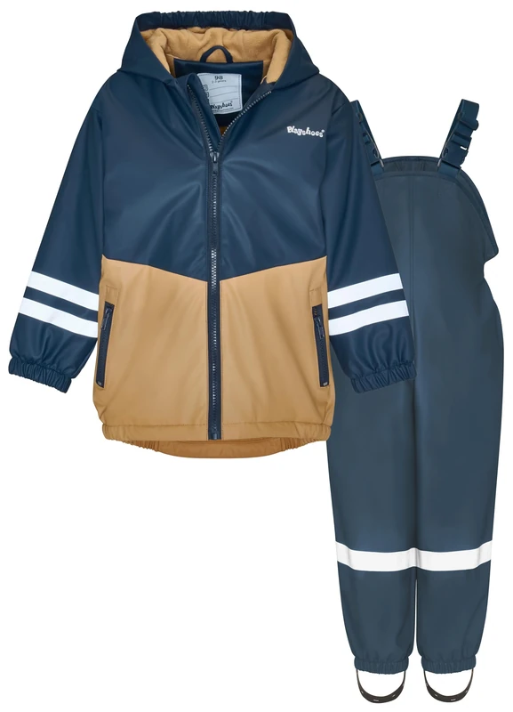 Playshoes Unisex Kid's Regen-Set rain kit, Ochre Navy, 140 (Pack of 2)