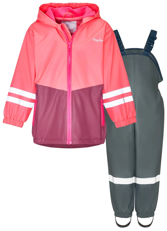Playshoes Unisex Kid's Regen-Set rain kit, Pink-Grey, 116 (Pack of 2)