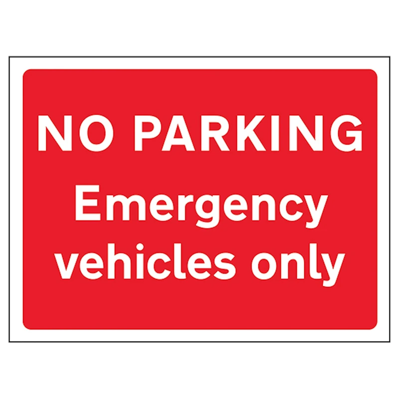 V Safety No Parking Emergency Vehicles Only 600 x 450 mm - 5mm Outdoor Palboard Safety Sign