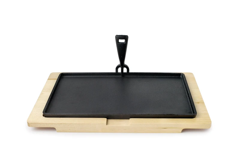 IBILI - Rectangular Cast Iron Plate 34 x 20 cm with Beech Wood Base - Image 1