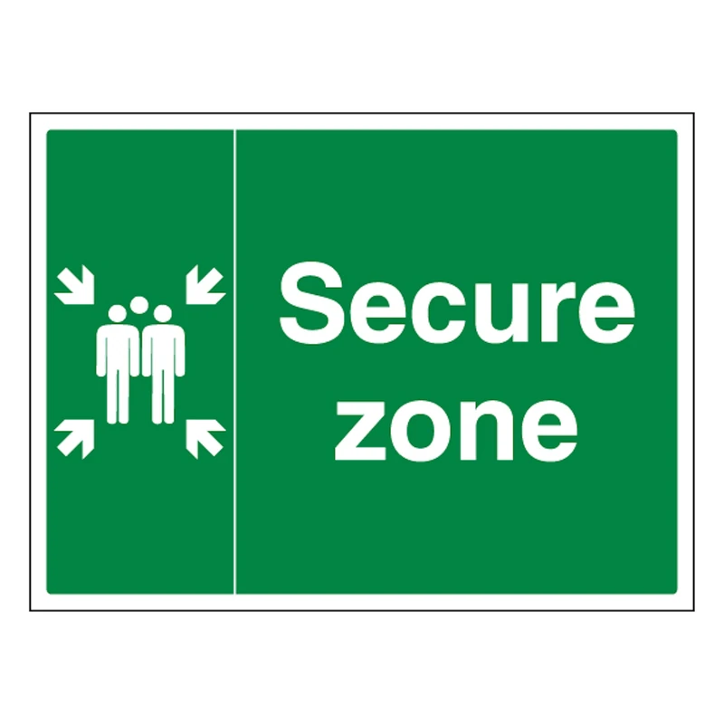 V Safety Secure Zone with Family 600 x 450 mm - Glow In The Dark Self Adhesive Vinyl Safety Sign