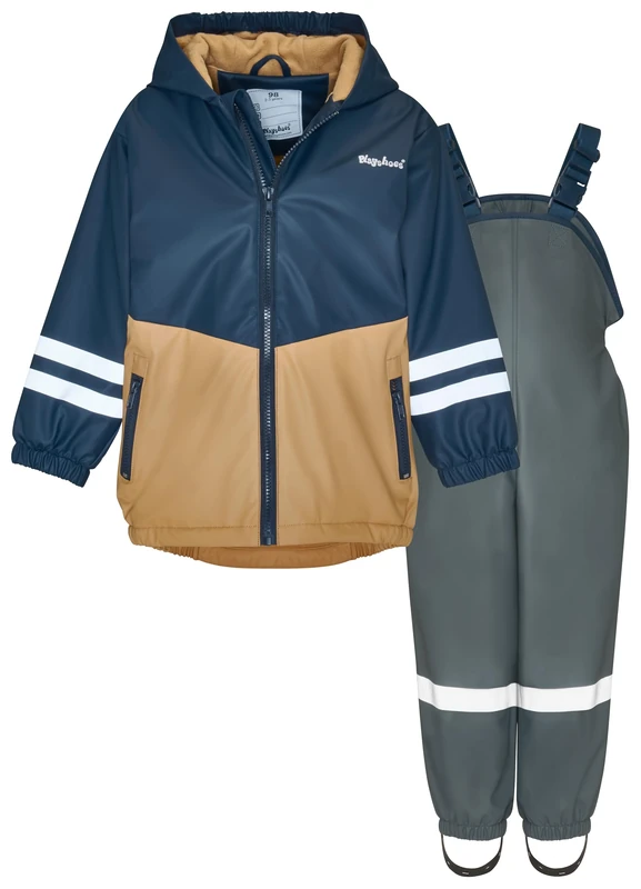Playshoes Two-piece rain suit, fleece lining, lined mud suit, Ochre Grey, 80