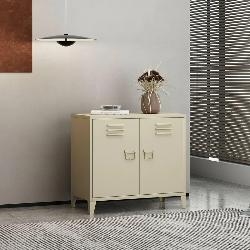 Dmora - Sideboard Lampone, Living room buffet, Living room sideboard, Kitchen pantry, 80x40 h73 cm, Cream