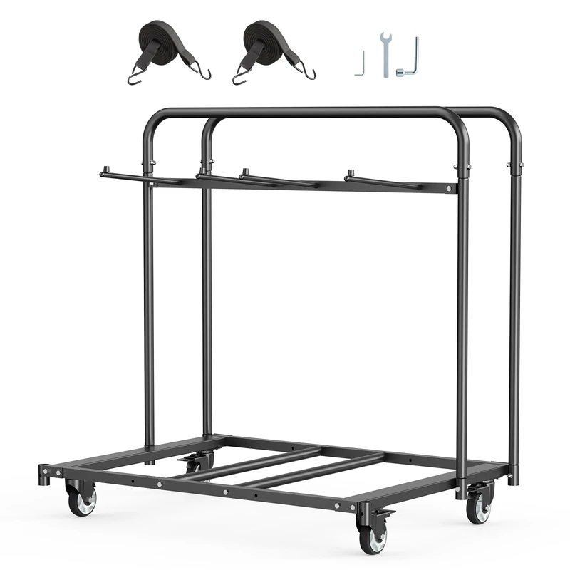 VEVOR Folding Chair Rack, 400 LBS Capacity, Heavy-duty Chair Cart for 5 Tables+14 Chairs, Chair Storage Dolly Chair Holder w/Swivel Casters and Locking Wheels,for Party Event,Hotel, Matte Black