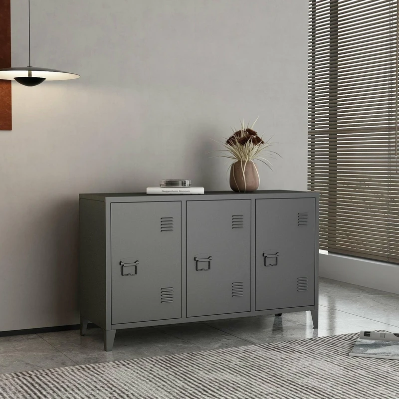 Dmora - Sideboard Mora, Living room buffet, Living room sideboard, Kitchen pantry, 120x40 h73 cm, Slate