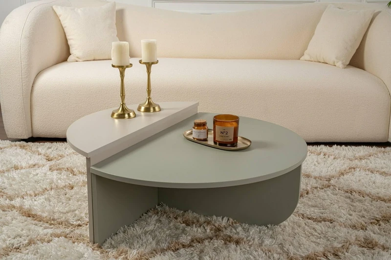 Dmora - Coffee table Feglino, Low coffee table, Magazine rack for sofa, Living room shelf, 90x60 h35 cm, Green