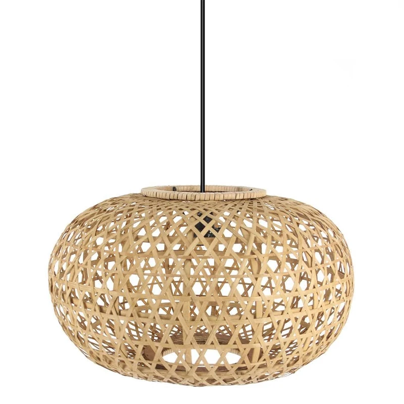 VoltShine Pendant - Pendant lamp Made of Natural Bamboo, lampshade 50x50cm, Socket E27, Modern and Decorative Design - Image 1