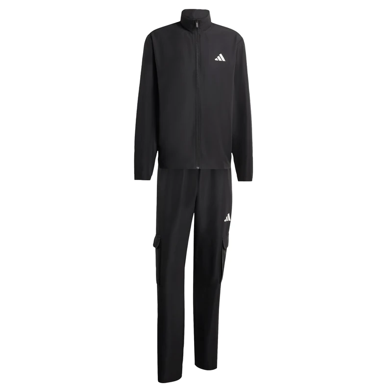 adidas Men's SPORTSWEAR WOVEN CARGO TRACKSUIT, black/black, XL