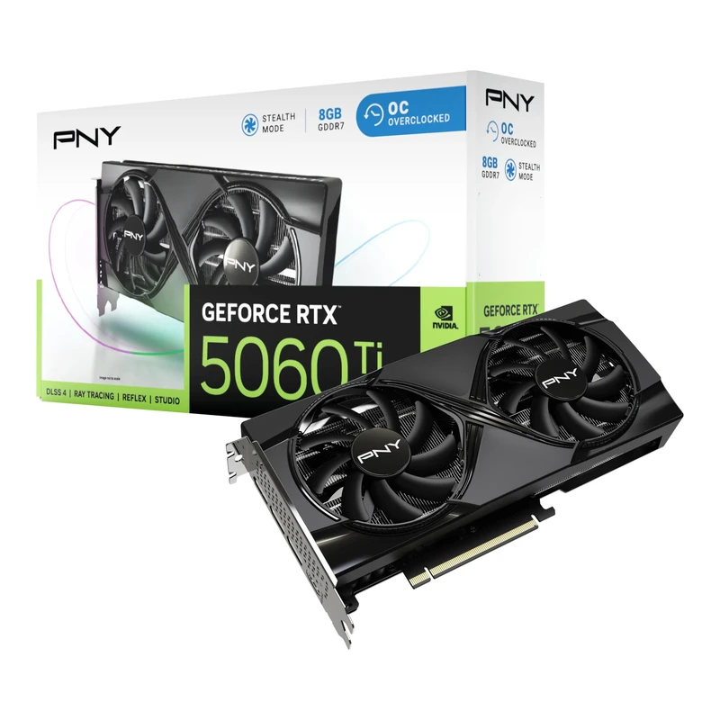 PNY GeForce RTX™ 5060 Ti 8GB Overclocked Dual Fan GPU DLSS 4