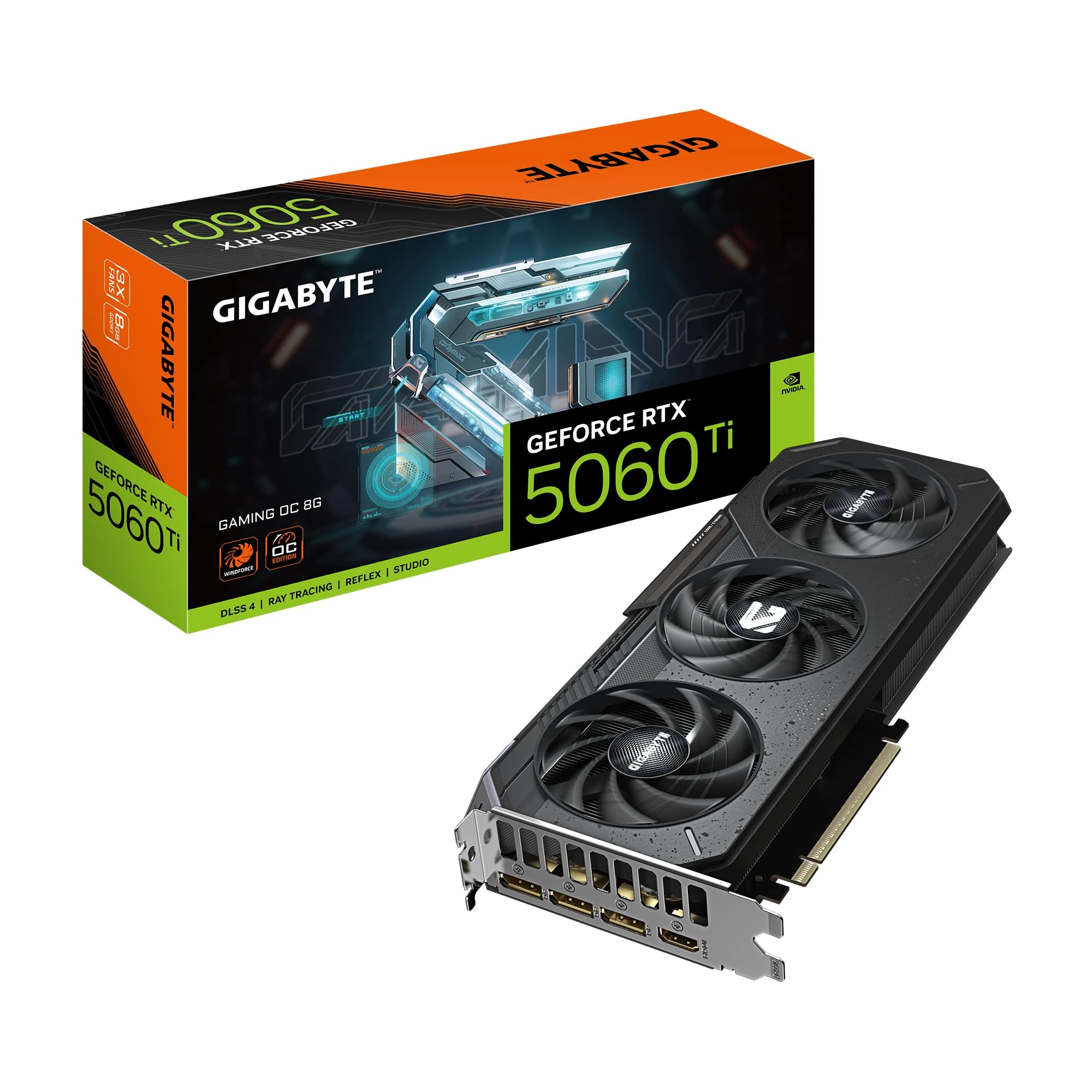 Gigabyte GeForce RTX 5060 Ti GAMING OC 8G Graphics Card - 8GB GDDR7, 128bit, PCI-E 5.0, 2647MHz Core Clock, 3 x DisplayPort, 1 x HDMI, GV-N506TGAMING OC-8GD