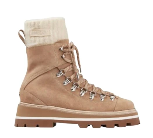 Jimmy Choo Pre-Loved Stone Crosta Suede Ankle Boots with Knitted Sock Brown