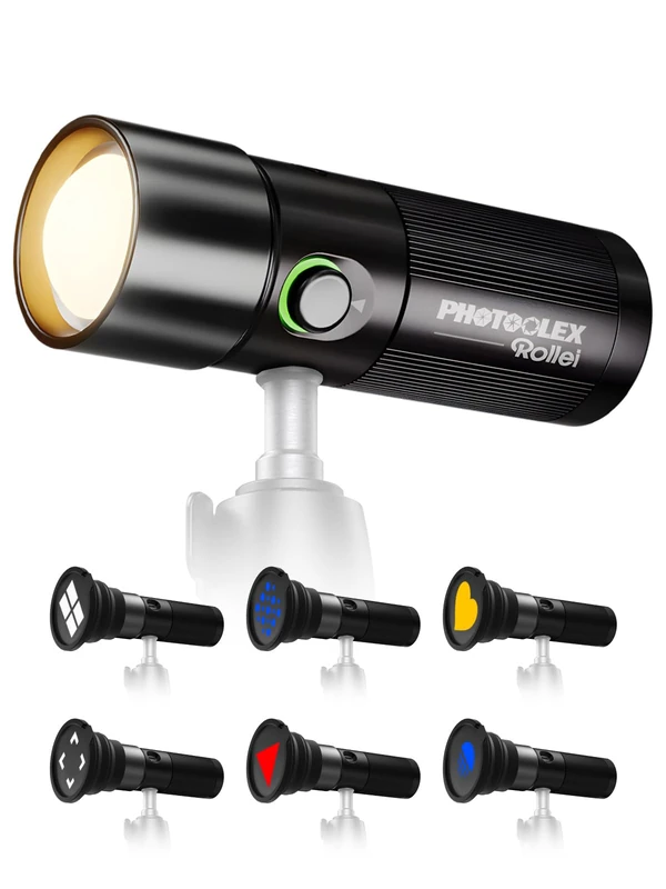 Rollei Photoolex GOBO Light, LED Torch Photography with 4 Coloured Fill Lights and 19 GOBO Attachments, Video Light with Built-in Battery 8400 mAh and Diffuser, Torch Photography Video Light RGB - Image 1