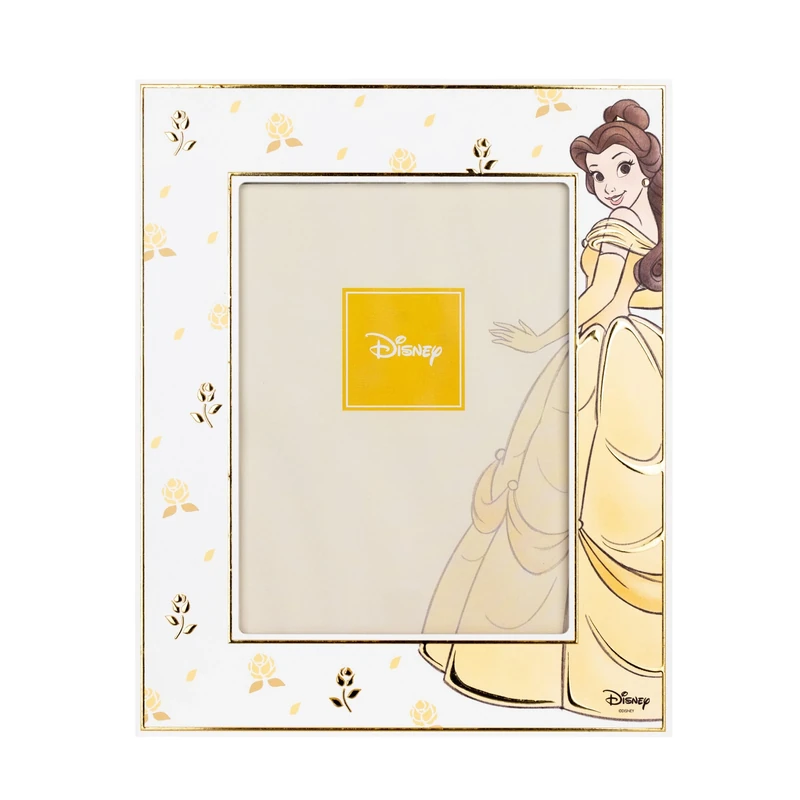 VALENTI & CO. - Disney Princess Belle - Wooden frame 13 x 18 cm - Table photo frame with silver details - Gift idea for birth or christening gift - Photo frame for girls bedroom