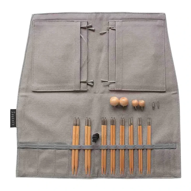 Seeknit Koshitsu First Interchangeable Needle Set-Bamboo Tip, for Knitting or Crocheting Projects, Grey, 10cm