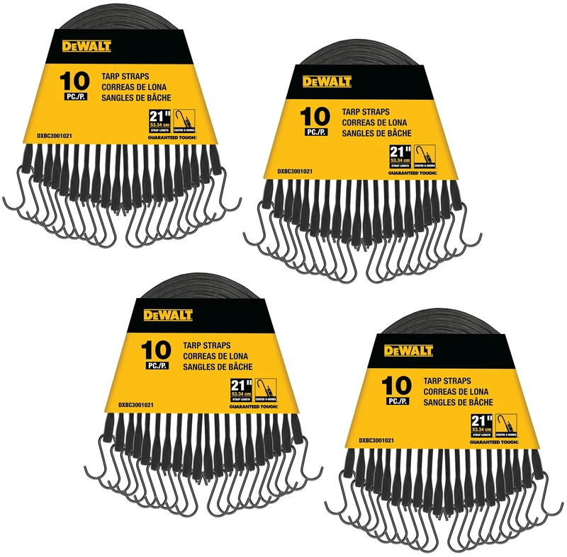 DEWALT DXBC3001021-40 Black/Yellow 21" Rubber Tarp Straps, 40 Pack