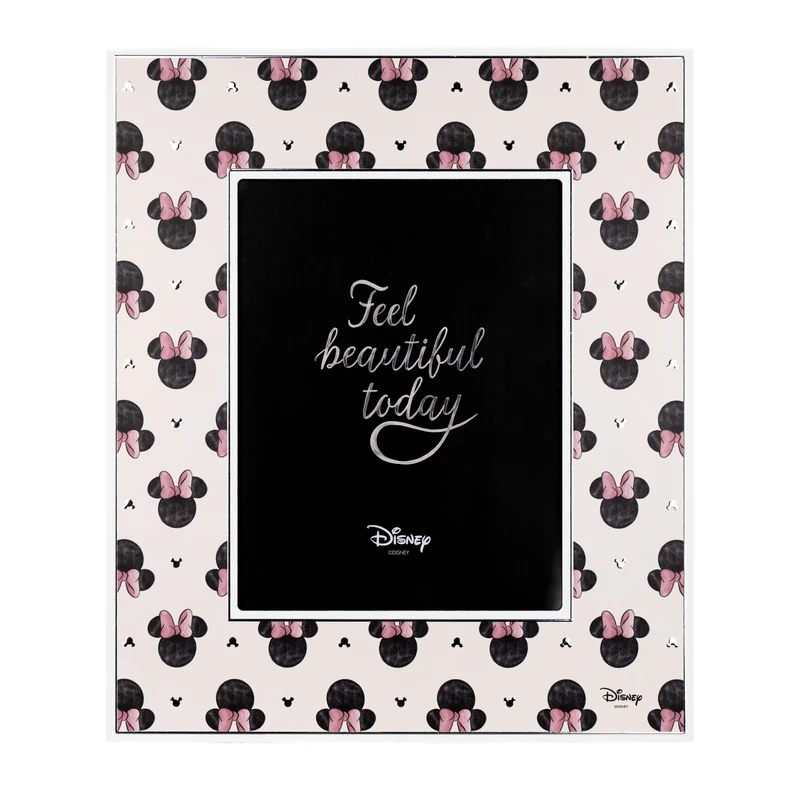 VALENTI & CO. - Disney Mickey and Minnie - Wooden Frame 18 x 24 cm - Table Photo Frame with Silver Details - Baby Gift Idea or Christening Gift - Photo Frame for Children's Bedroom