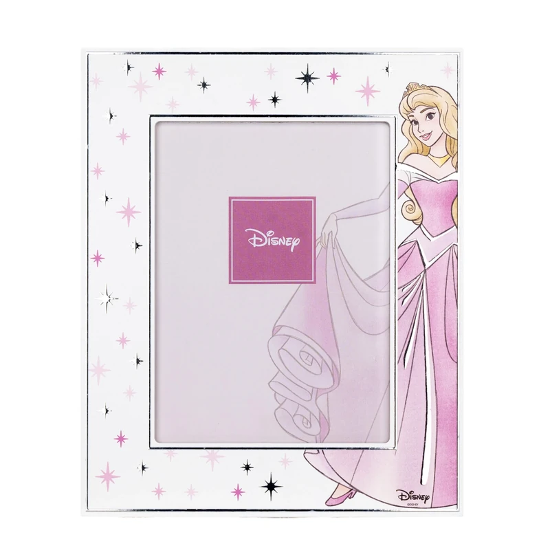 VALENTI & CO. - Disney Princess Aurora - Wooden Frame 13 x 18 cm - Table Photo Frame with Silver Details - Gift Idea for Birth Girl or Christening Gift - Photo Frame for Girls Bedroom