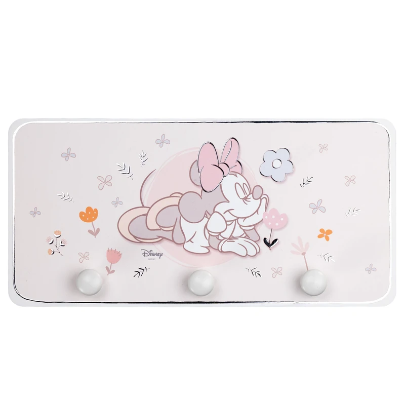 VALENTI & CO. - Disney Minnie Mouse - Wooden Hanger Printed with Silver Embossed Details - Perfect as a Door Hanger, Wall Hanger or Bathroom Towel Holder