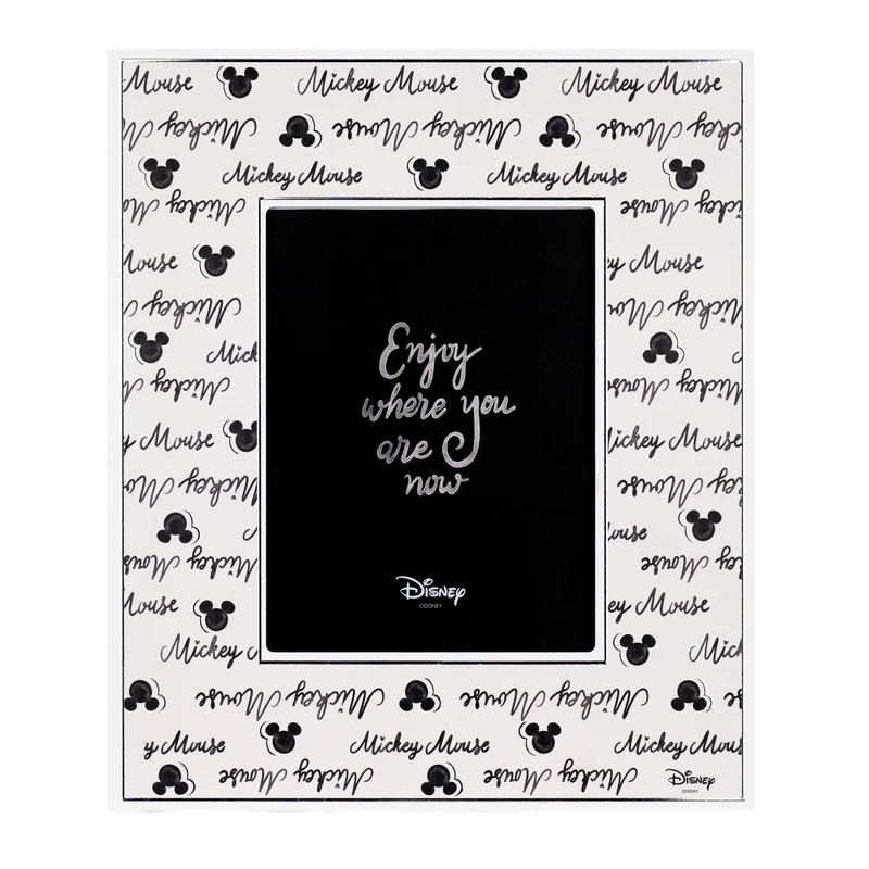 VALENTI & CO. - Disney Mickey and Minnie - Wooden Frame 15 x 20 cm - Table Photo Frame with Silver Details - Baby Gift Idea or Christening Gift - Photo Frame for Children's Bedroom
