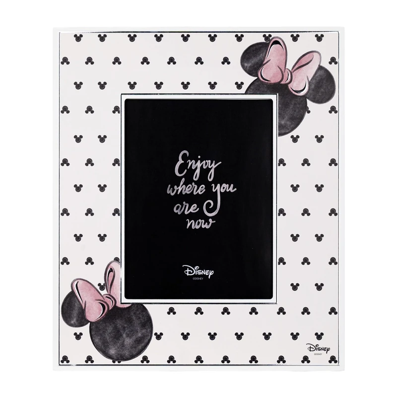 VALENTI & CO. - Disney Mickey and Minnie - Wooden Frame 15 x 20 cm - Table Photo Frame with Silver Details - Baby Gift Idea or Christening Gift - Photo Frame for Children's Bedroom