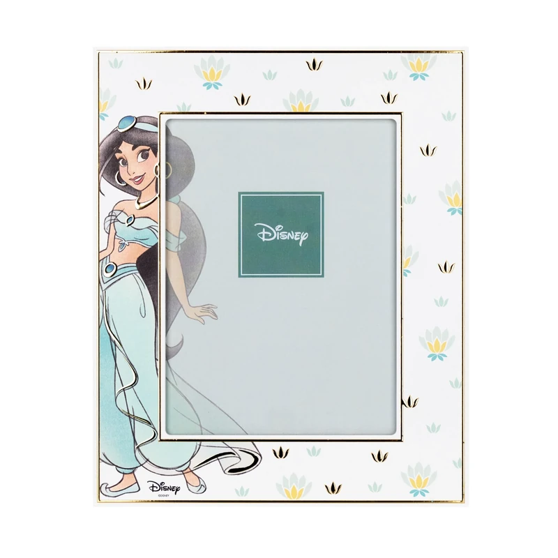 VALENTI & CO. - Disney Princess Jasmine - Wooden Frame 13 x 18 cm - Table Photo Frame with Silver Details - Gift Idea for Birth Girl or Christening Gift - Photo Frame for Girls Bedroom