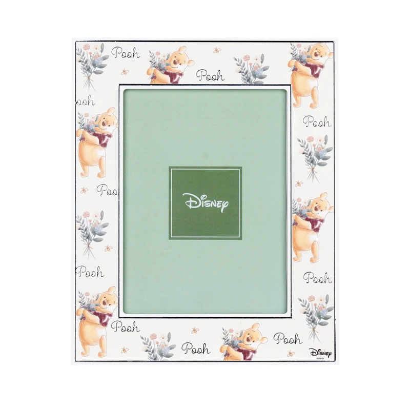 VALENTI & CO. - Disney Winnie The Pooh - Wooden Frame 13 x 18 cm - Table Photo Frame with Silver Details - Baby Gift Idea or Christening Gift - Photo Frame for Children's Bedroom