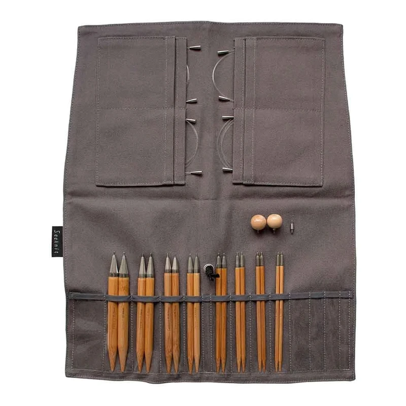 Seeknit Koshitsu Grand Interchangeable Needle Set-Bamboo Tip, for Knitting or Crocheting Projects, Grey, 12.5cm