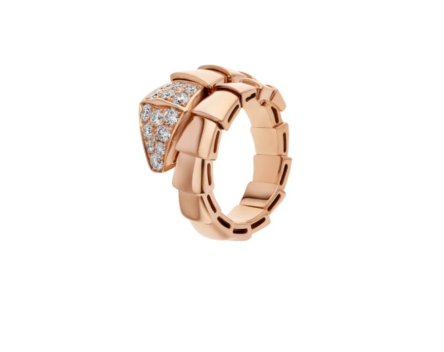 BVLGARI Pre-loved Diamond Set Serpenti Viper Ring