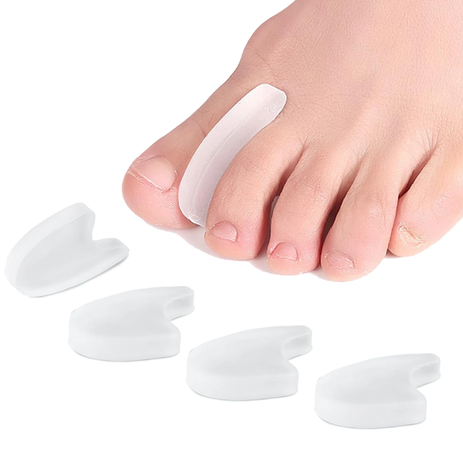 4 PCS Universal Medically Approved Gel Toe Separator for Overlapping Toes - Silicone Toe Separators Clear, Discreet & Moisturises