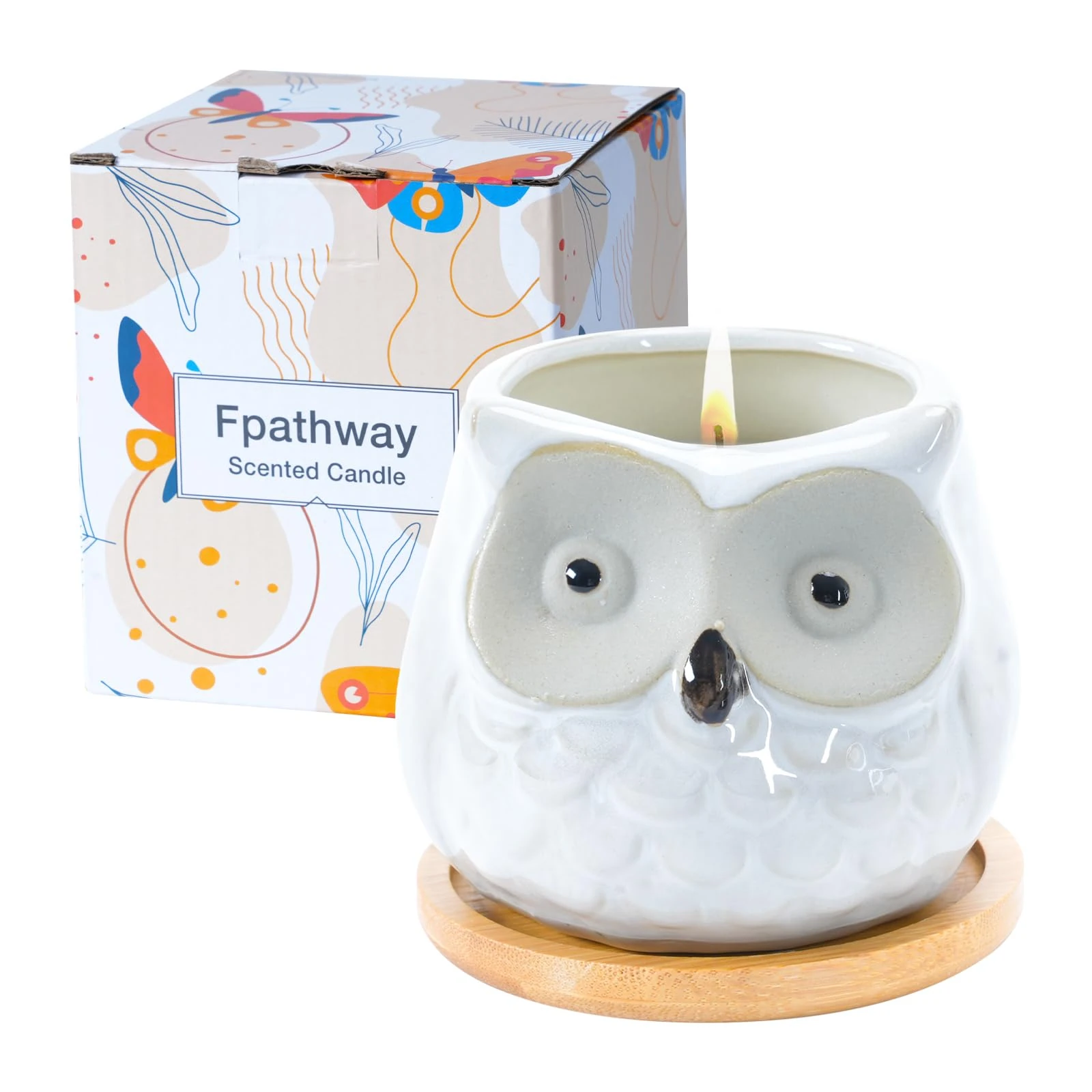 Fpathway Enchanting Owl Scented Candle Gifts for Her: Luxurious Aromatherapy Candles, Unique Birthday Gifts for Women, Relaxing Ladies Presents - Ideal for Wife, Mother, Best Friends (Sweet Orange)