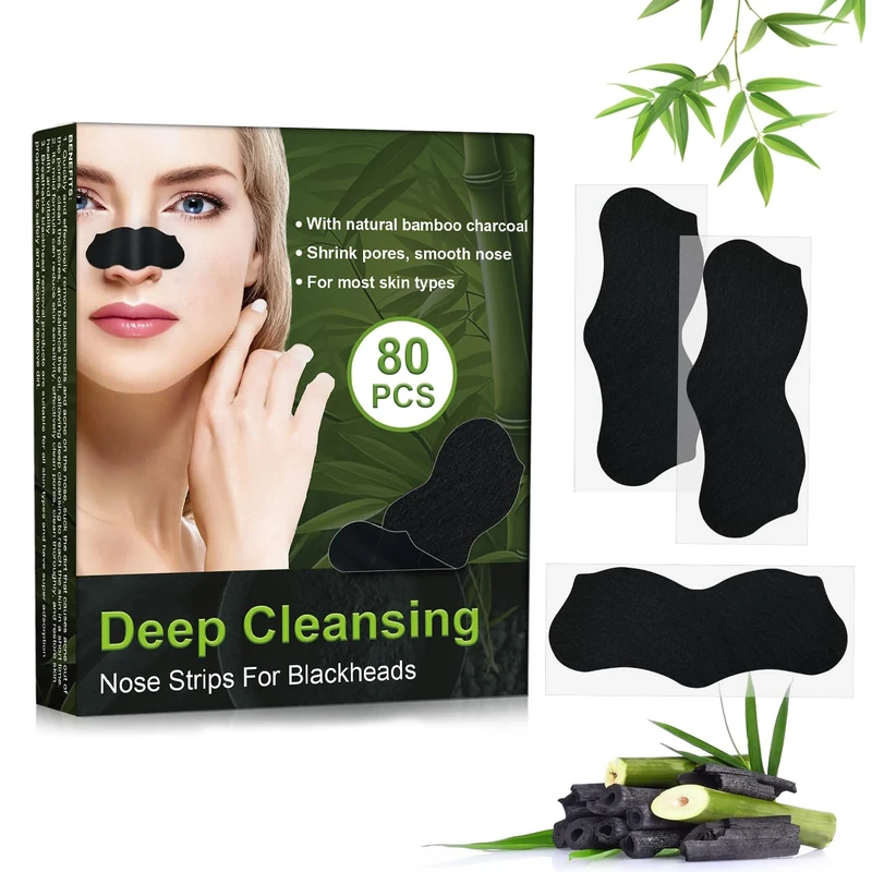 80 Pcs Blackhead Removal Strips for Nose, Deep Cleansing Pore Strips for Clear Nose, Removes Blackheads, Oil & Impurities,Quick 10-15 Min Removes Blackheads For All Skin Type B