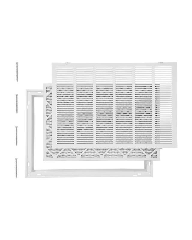 VEVOR Return Air Filter Grille, Fits W30 x H20in Duct Opening Size, Filter Included, Return Air Vent Cover for Wall, Powder-Coated Steel Return Air Grill Detachable Face/Door for 1 inch Filters