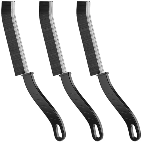 Hard Bristle Crevice Cleaning Brush 7-Pack, Ergonomic Gap & Narrow Brush with Metal Head for Kitchen, Bathroom, Window Track & Grout Cleaning – No Shedding, Durable & Surface-Safe (Chestnut Brown)