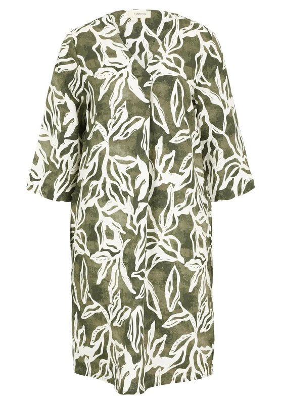 Cartoon Women's Summer Dress with Pattern, Cream/Green, 16