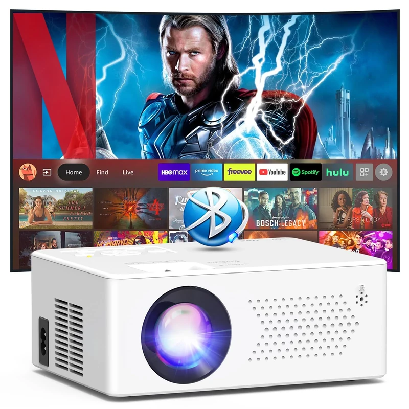PURSHE 2025 Upgraded Android TV OS Smart Projector, WiFi6 & Bluetooth5.2, 50% Zoom, 13000L Full HD 1080P/4K Supported, Portable, Dust-Proof, Ceiling Mount Compatible